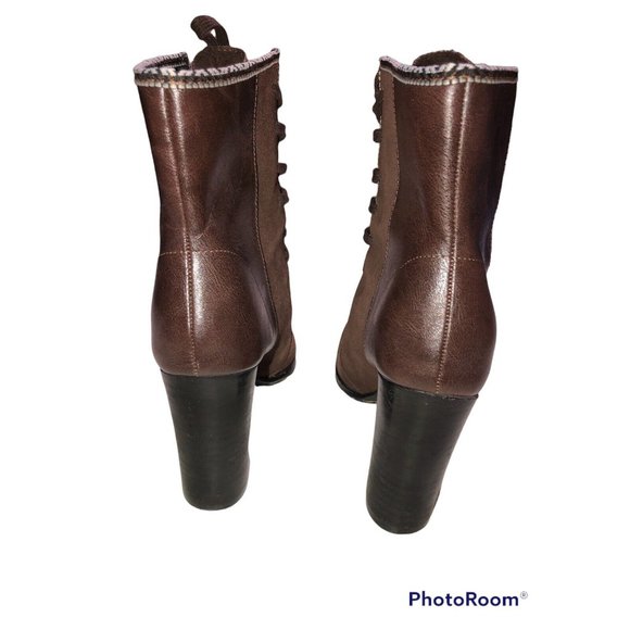 Nanette Lepore Isabel Boots Size 9 Brown Suede Lace Up Block Heel- - Picture 4 of 9